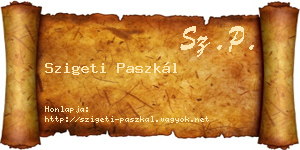 Szigeti Paszkál névjegykártya